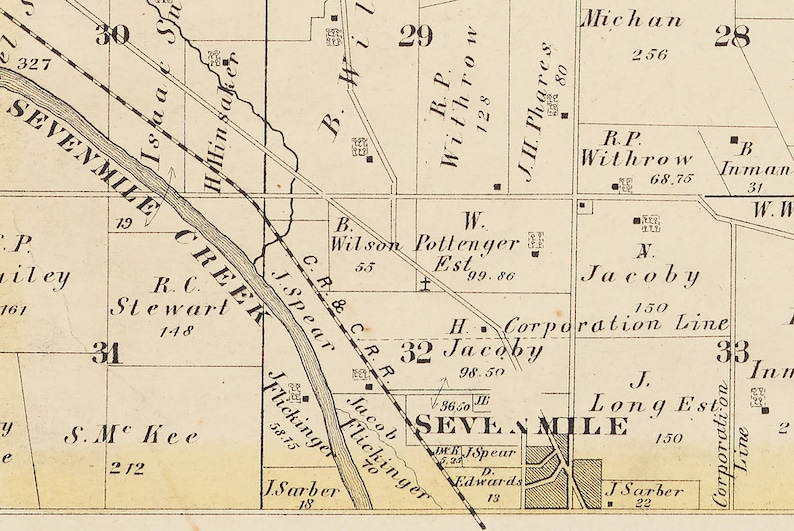 1875 Map of Wayne Township Butler County Ohio Etsy