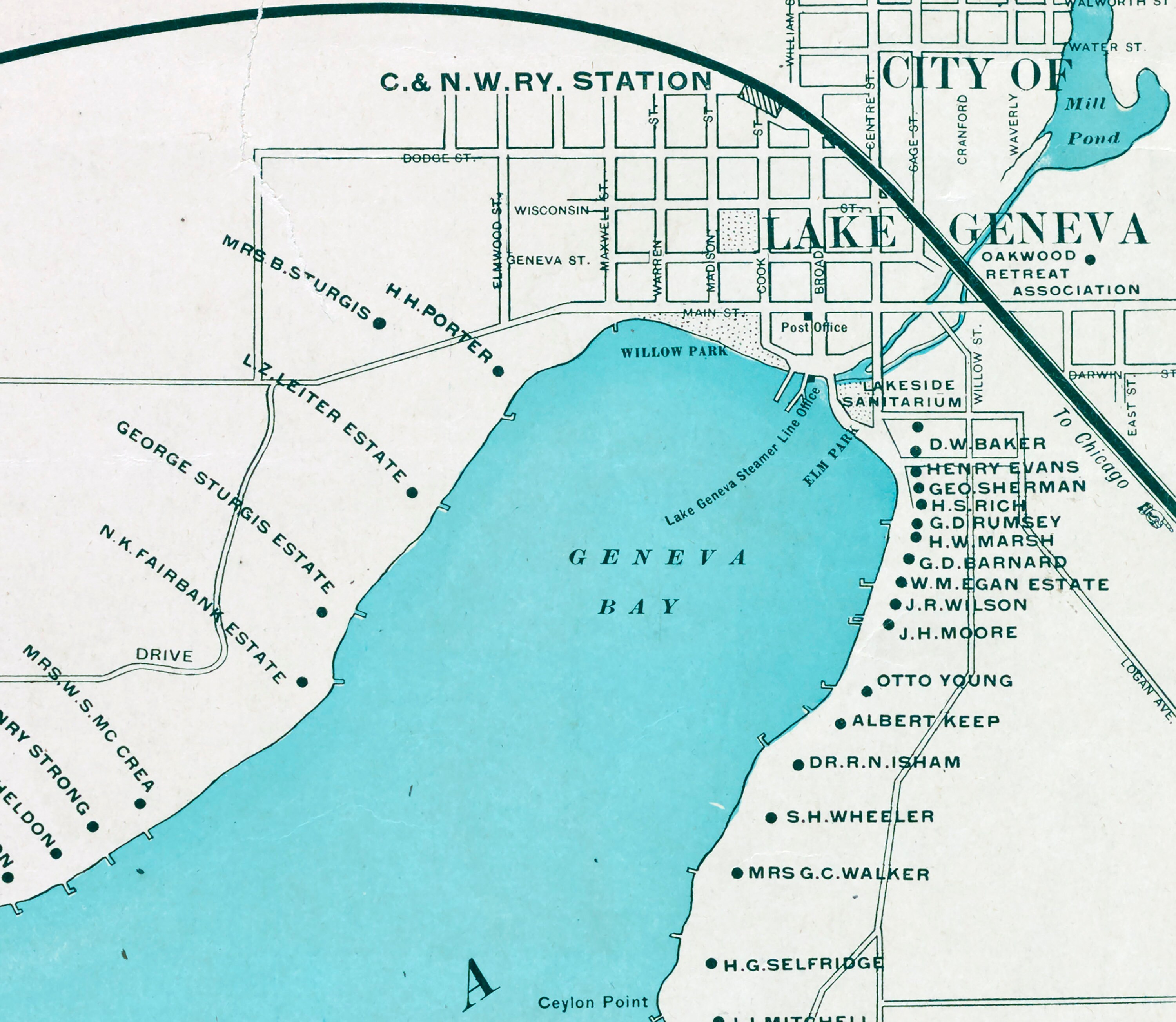 1906 Map of Lake Geneva Wisconsin - Etsy