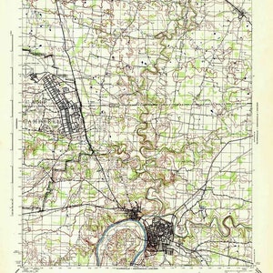1944 Topo Karte von Clarksville Tennessee Camp Campbell