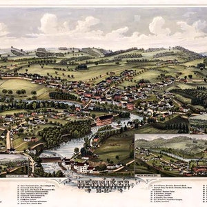 1889 Panoramakarte von Henniker New Hampshire