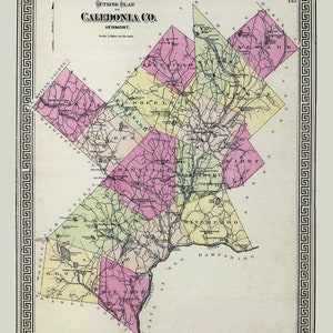 1876 Map of Caledonia County Vermont