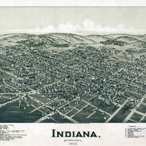 1900 Luftbild Panorama Karte von Indiana Indiana County PA