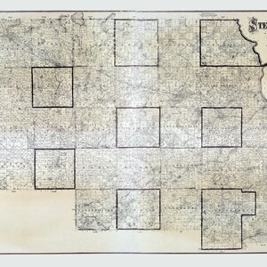 Carte de la limite des fermes de 1880 dans le comté de Stearns, Minnesota