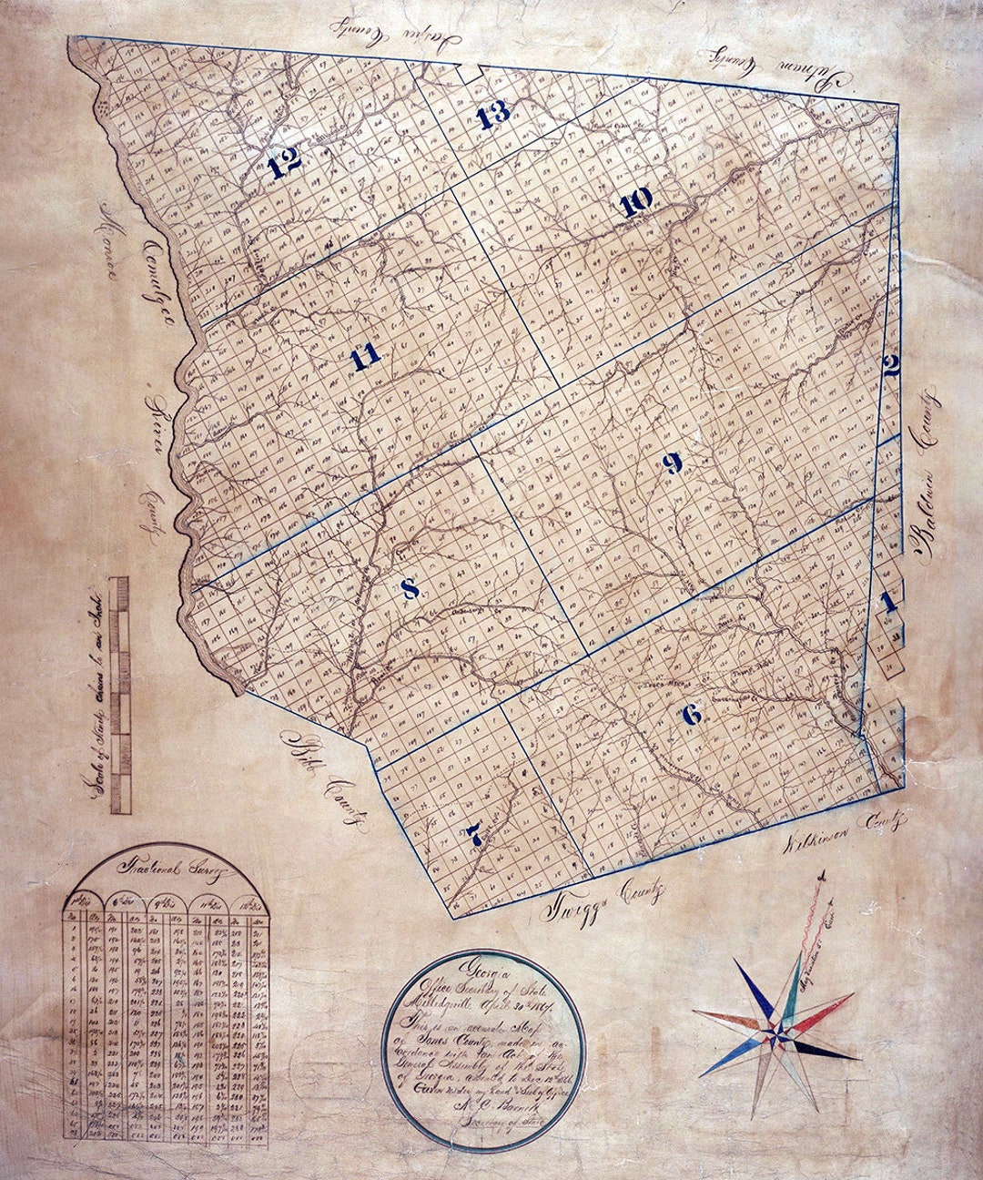 1867 Map of Jones County Etsy