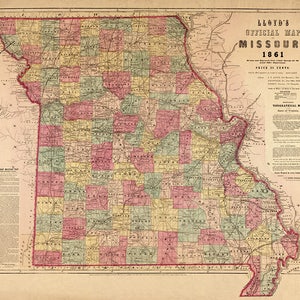 Mapa stanu Missouri z 1861 r.