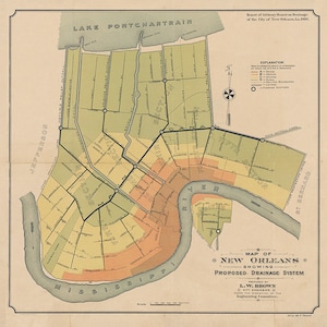 1895-Karte des New Orleans Drainage System