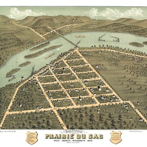 1870 Panoramakarte der Prairie du Sac Sauk County, Wisconsin