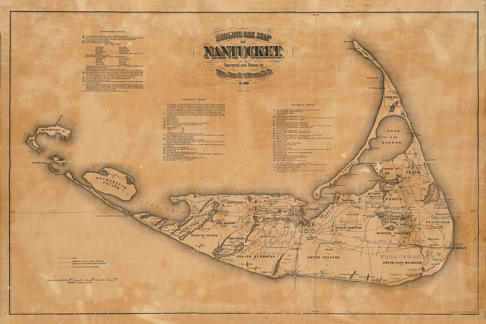 1869 Historical Map of Nantucket Island Massachusetts  Etsy