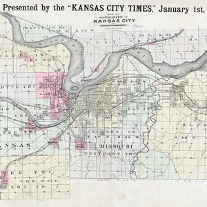 1887-Karte von Kansas City Kansas und Missouri