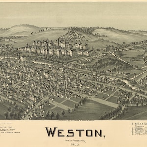 1900 Panorama-Karte von Weston West Virginia