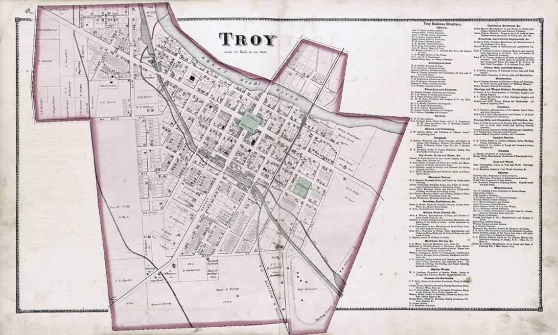 1871 Map of Troy Miami County Ohio Etsy