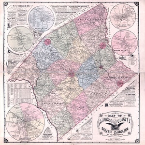 1897-Karte von Anderson County South Carolina Familiennamen