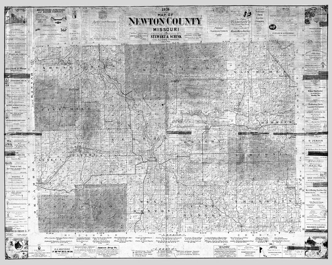 1928 Map of Newton County Missouri Etsy