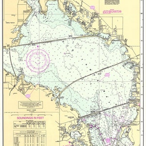Mappa della carta nautica del 1996 della vecchia Tampa Bay in Florida