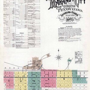 1896 Stadtplan von Mahanoy City Schuylkill County Pennsylvanien