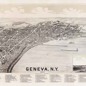 1893 Panorama-Karte von Genf New York