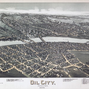 1896 Panoramakarte von Oil City Pennsylvania