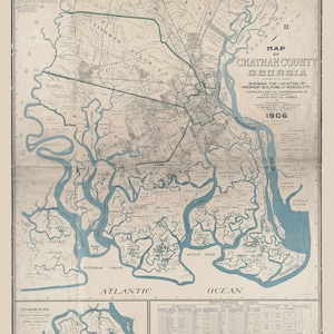 1906 Map of Chatham County Georgia Savannah