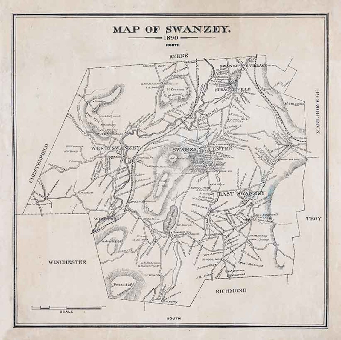 1892 Map of Swanzey New Hampshire Etsy