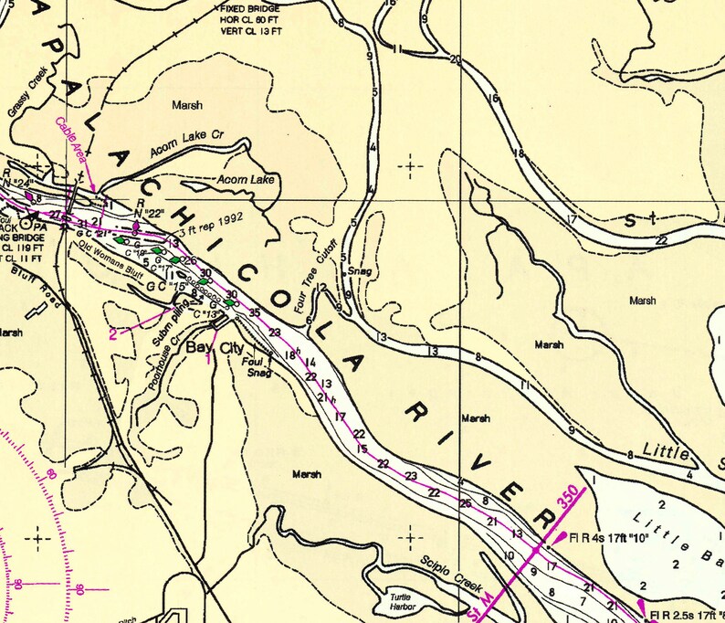 1996 Nautical Chart Map of Apalachicola Bay Florida Etsy