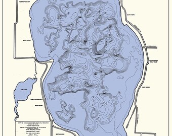 Lake Maxinkuckee Fishing Map Lake Maxinkuckee | Etsy