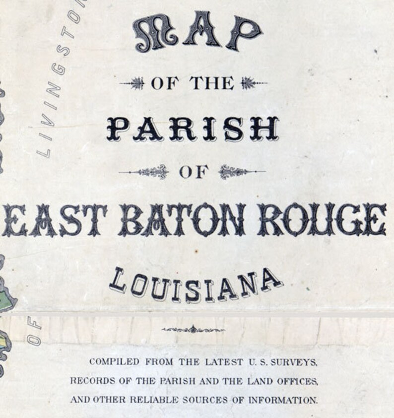 1895 Map of East Baton Rouge Parish county Louisiana Etsy