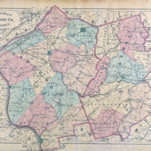 1872 Carte du comté de Hunterdon, New Jersey