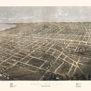 1867 Panoramakarte von Fond du Lac Wisconsin