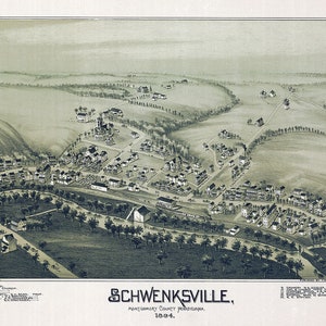 1894 Panorama-Karte von Schwenksville Montgomery County Pennsylvania