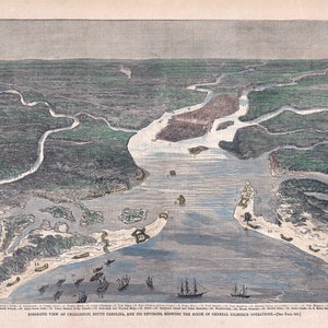 1863 Panorama-Karte von Charleston South Carolina