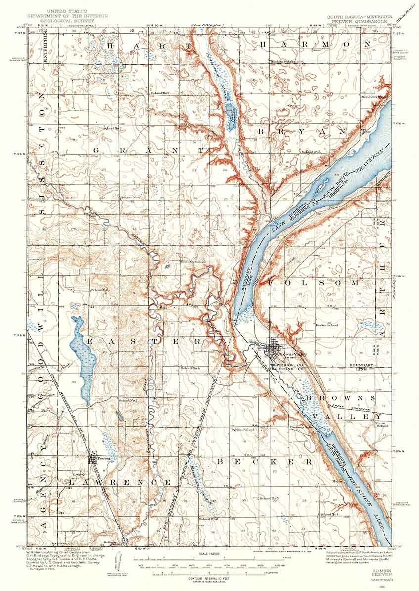 1918 Topo Map of Peever South Dakota Etsy UK