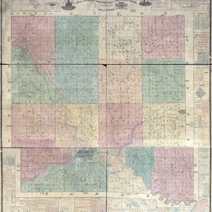 1872, carte des limites des fermes du comté de Polk, Iowa, Des Moines