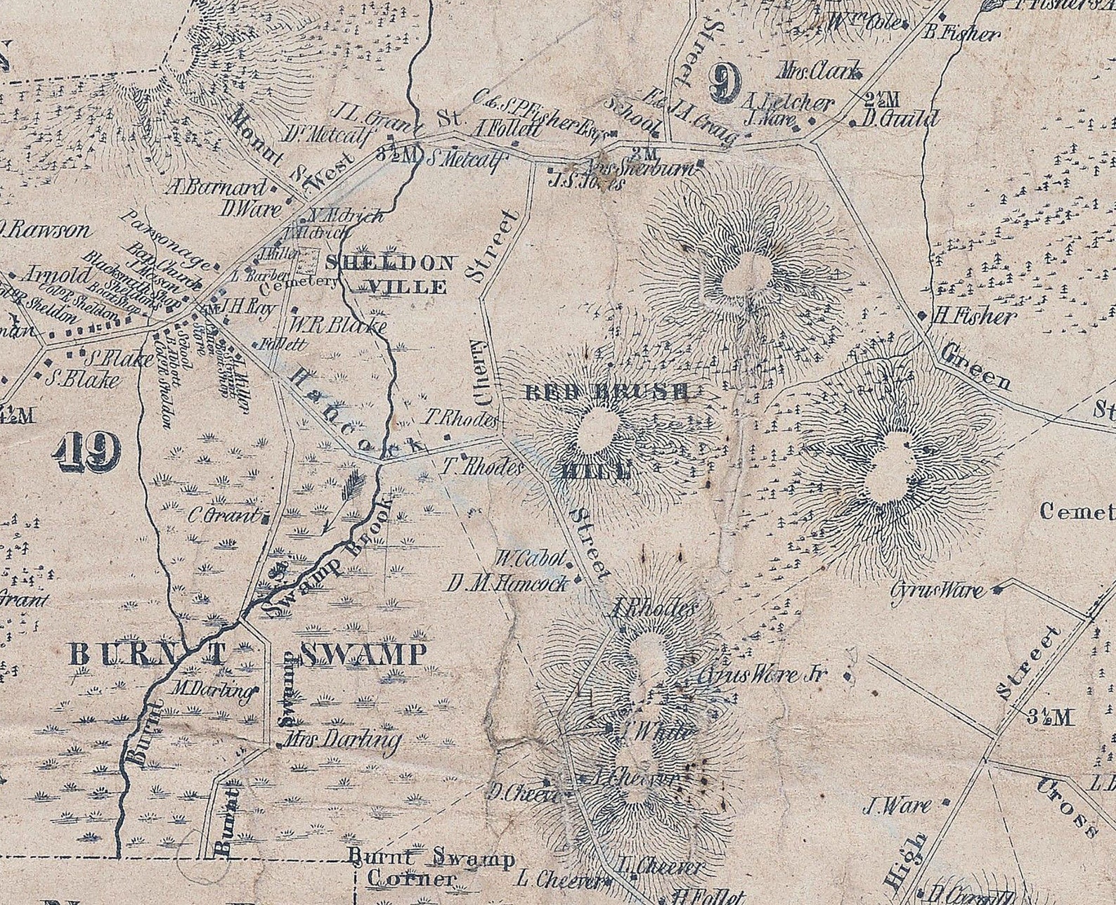 1851 Town Map of Wrentham Norfolk County Massachusetts Etsy Hong Kong