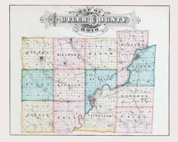 1875 Map of Butler County Ohio | Etsy