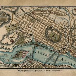 1863-Karte von Richmond Virginia