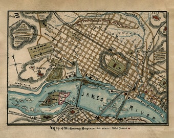 1863 Map of Richmond Virginia