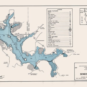1961, carte de Seneca Lake, Guernesey et comté de Noble, Ohio