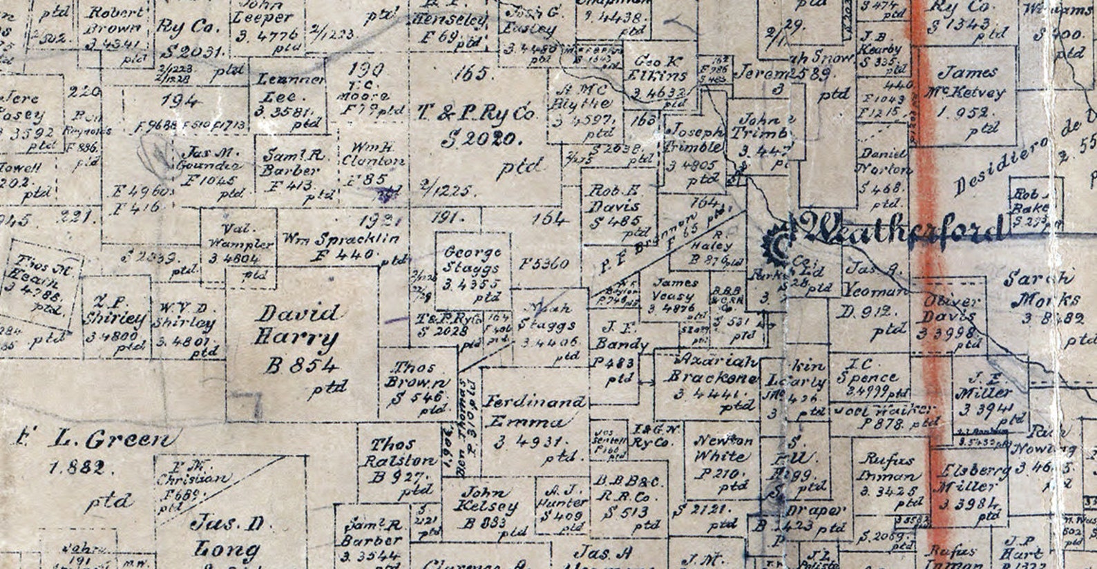 1889 Map of Parker County Texas Weatherford Etsy