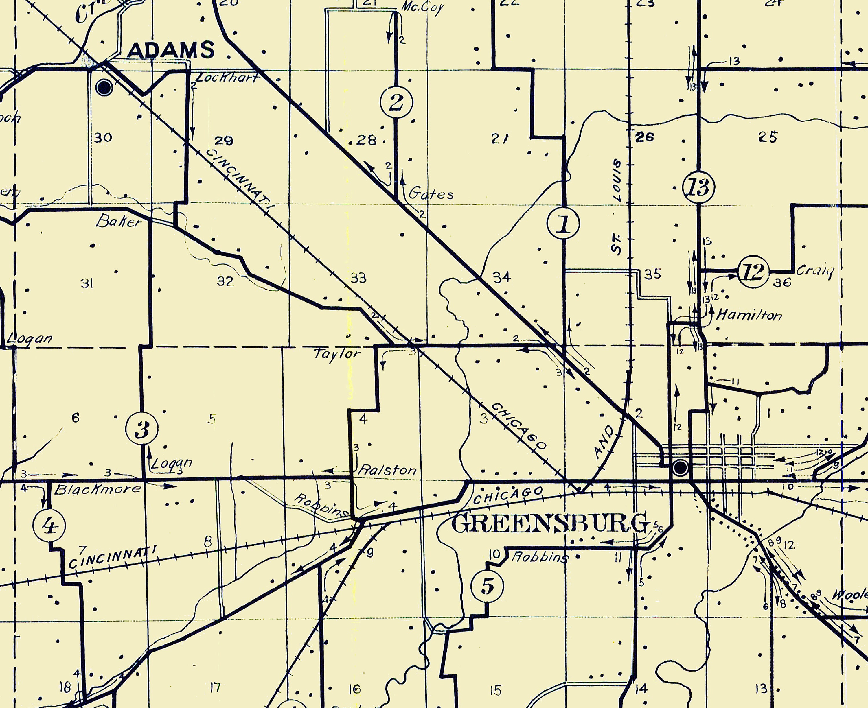 1911 Map of Decatur County Indiana - Etsy