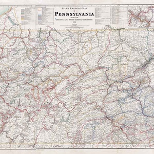 1912 Plan du chemin de fer à vapeur de Pennsylvanie Pittsburgh Philadelphie