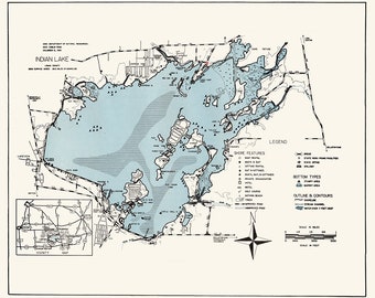 1960 Map of Indian Lake Logan County Ohio