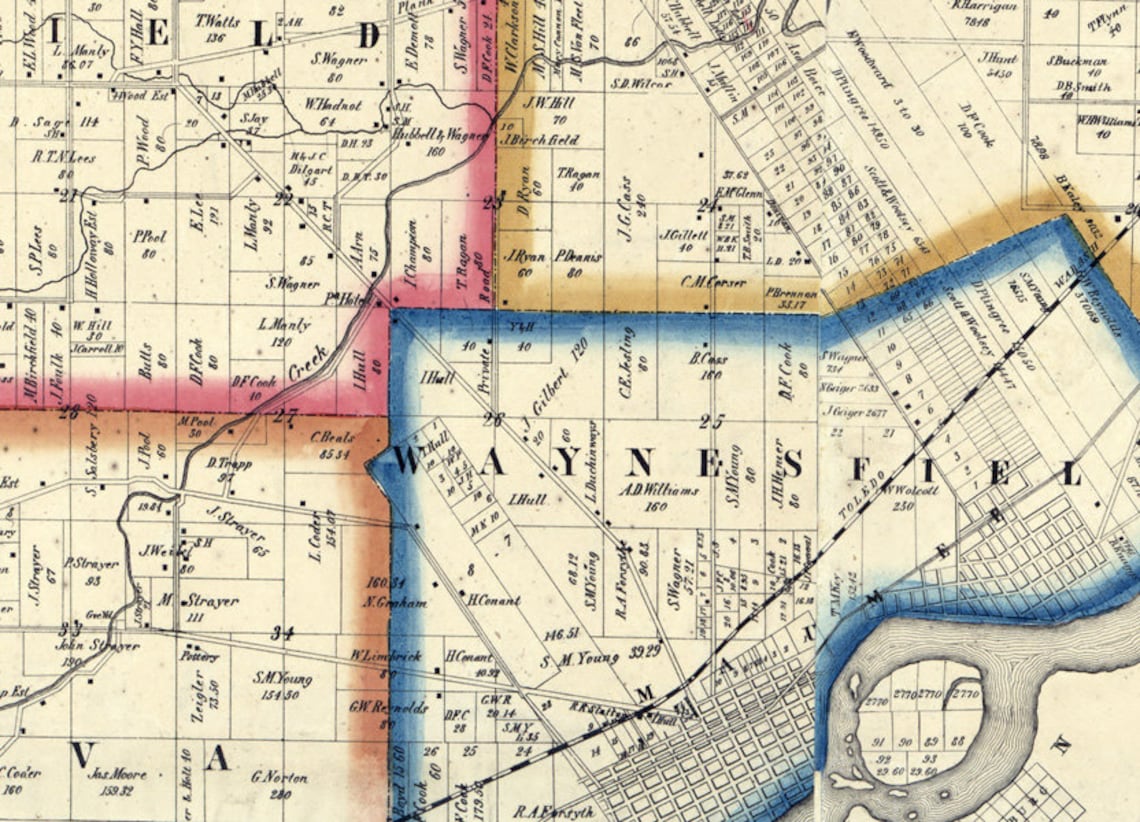 1861 Map of Lucas County Ohio Etsy