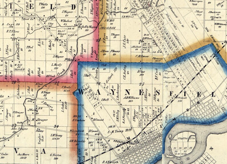 1861 Map of Lucas County Ohio Etsy
