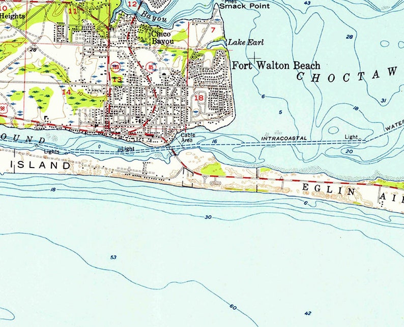 1956 Topo Map of Fort Walton Beach - Il 794xN.2199884860 Ocb4