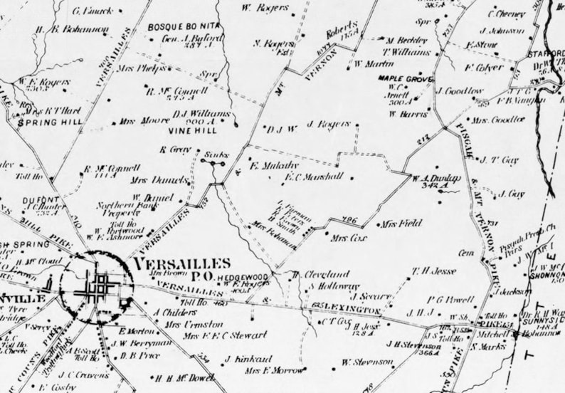 1870 Map of Woodford County Kentucky Versailles | Etsy