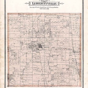 1885 Mapa del municipio de Libertyville Lake County Illinois