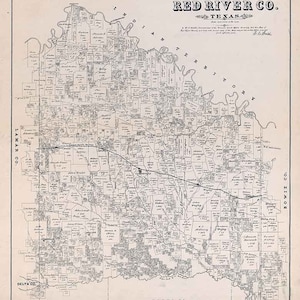 Carte de la limite des fermes de 1879 du comté de Red River au Texas