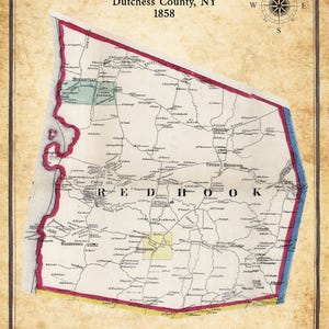 1858 Plan du canton de Red Hook, comté de Dutchess, New York
