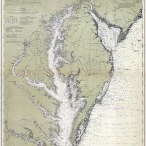 Carte marine de 1912 du Delaware et de la baie de Chesapeake