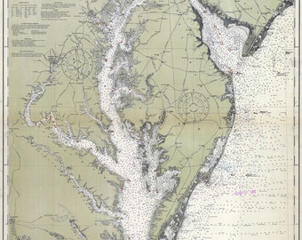 1912 Nautical Chart of the Delaware and Chesapeake Bay